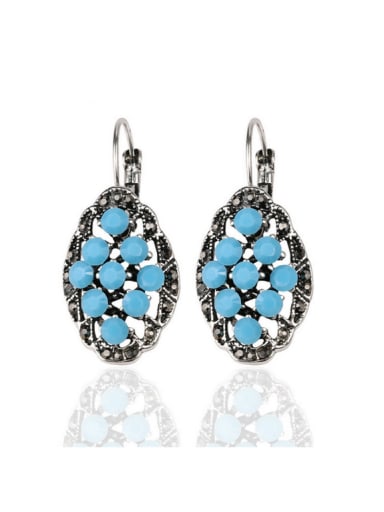 Ethnic style Blue Resin stones Alloy Earrings