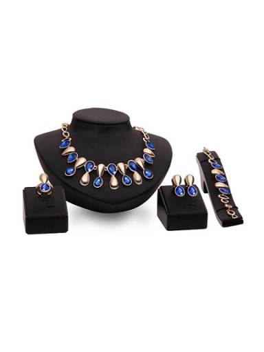 custom 2018 2018 2018 Alloy Imitation-gold Plated Fashion Artificial Stones Four Pieces Jewelry Set