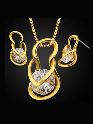 18K Fashion Flip Flops Zircon Two Pieces Jewelry Set