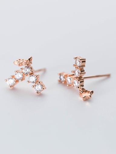 Fashion Letter V Shaped Rose Gold Plated S925 Silver Stud Earrings