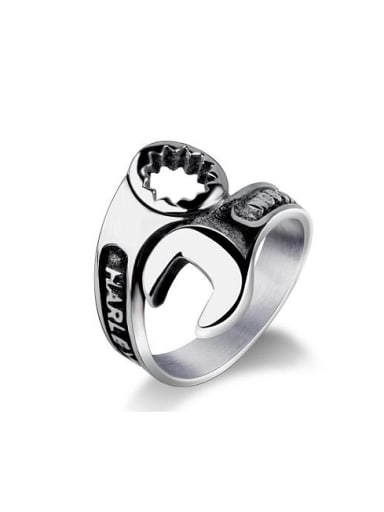 Titanium Personalized Rolled Wrench Statement Ring