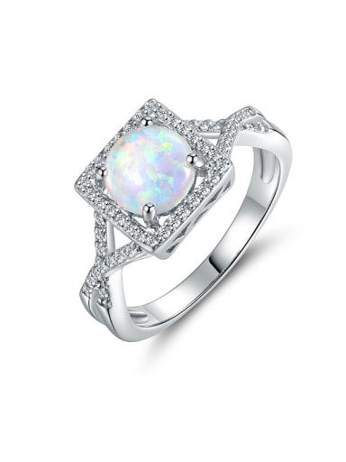 Square Opal Stone Engagement Ring