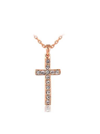 Trendy Cross Shaped Austria Crystal Necklace