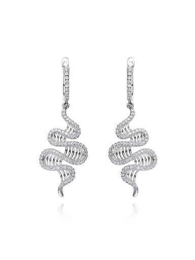 Fashion Water Wave  Cubic Zirconias 925 Silver Earrings