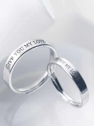925 Sterling Silver With Silver Plated Simplistic English Engraving Round Rings