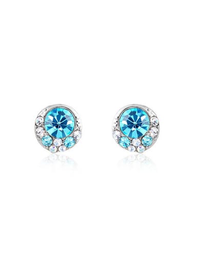 Blue Platinum Plated Austria Crystal Stud Earrings
