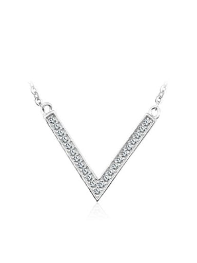 Simple V-shaped Pendant Zircon Necklace