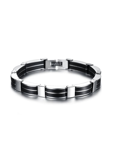 Simple Black Silicone Titanium Bracelet