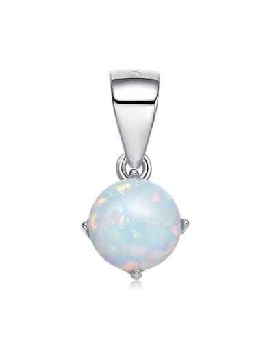 Simple Round Opal stone 925 Silver Pendant