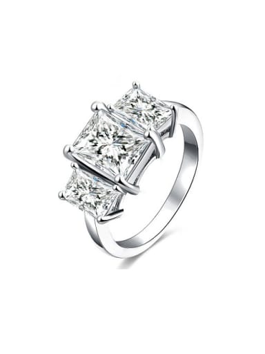 All-match White Gold Plated Square Shaped Zircon Ring
