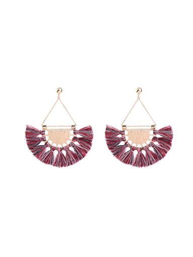 Red Tassel Fan-shape drop earring