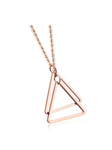 Simple Double Hollow Triangle Titanium Necklace
