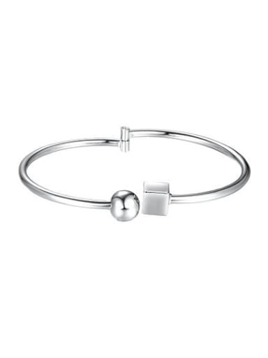 Personality White Gold Plated Copper Bead Bangle