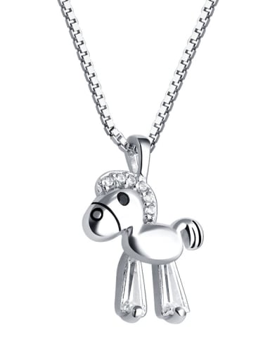 925 Sterling Silver With Cubic Zirconia Cute Animal Trojan Necklaces