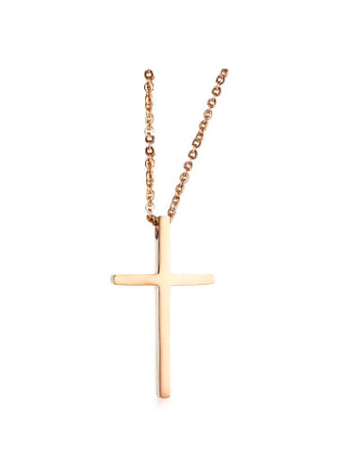 Couples Rose Gold Plated Cross Shaped Titanium Necklace