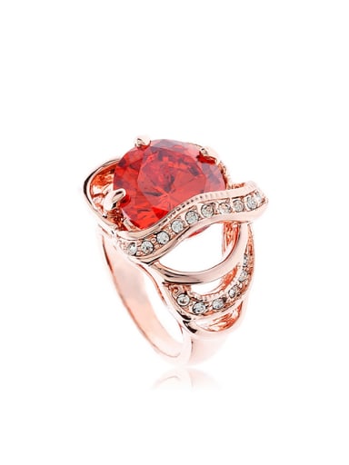 Fashion Ruby Zircon Alloy Rose Gold Plated Ring