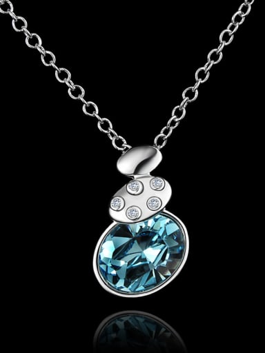 Fashion Shiny Rhinestones Blue Crystal 925 Sterling Silver Pendant