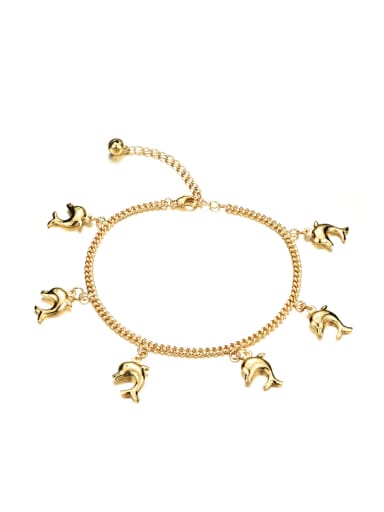 Fashion Little Dolphins Gold Plated Anklet
