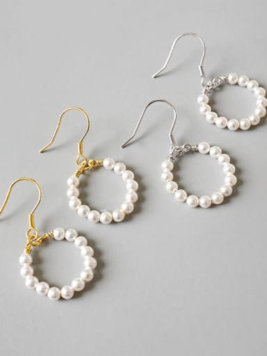 Sterling silver simple imitation pearl earrings