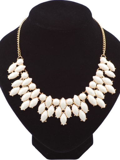 Fashion Marquise stones-studded Gold Plated Alloy Necklace