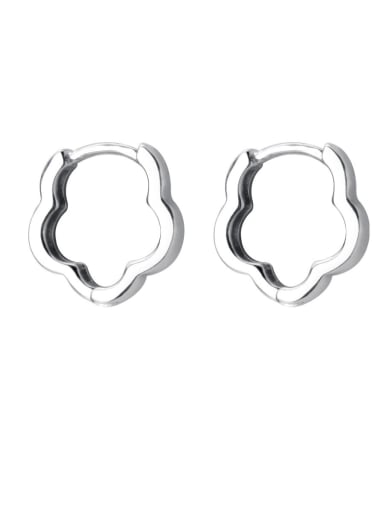 925 Sterling Silver With Glossy Simplistic Hollow  Flower Clip On Earrings