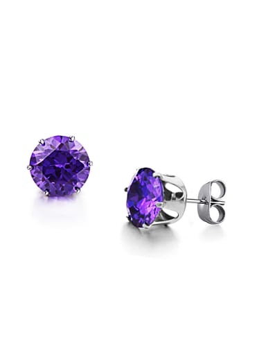 Tiny Purple Zircon Titanium Stud Earrings