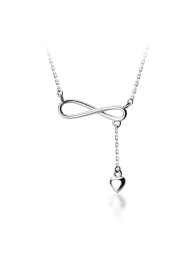 925 Sterling Silver With Platinum Plated Simplistic  Smooth  Bowknot Necklaces