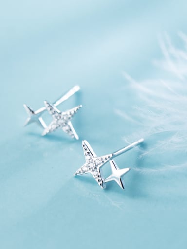 Sterling Silver  small light thin star Earring Studs