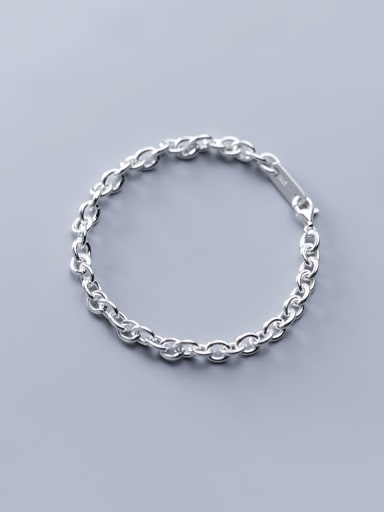 925 Sterling Silver With Platinum Plated Simplistic One word buckle Bracelets
