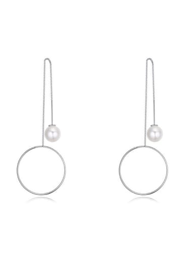 Simple Hollow Round Imitation Pearl Alloy Line Earrings
