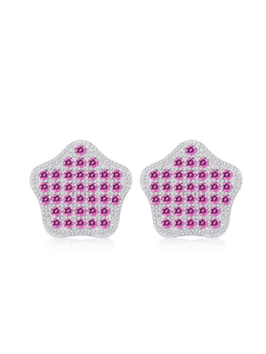 Geometric Micro Pave Purple Crystal Stud Earrings