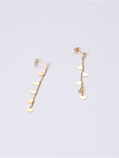 Titanium With Gold Plated Simplistic Heart Drop Earrings
