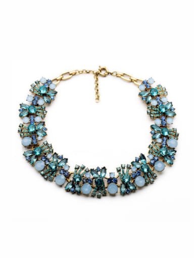 Exaggerated Artificial Crystal Flowers Alloy Necklace