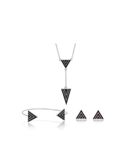 custom Alloy White Gold Plated Simple style Triangle-shaped Three Pieces Jewelry Set