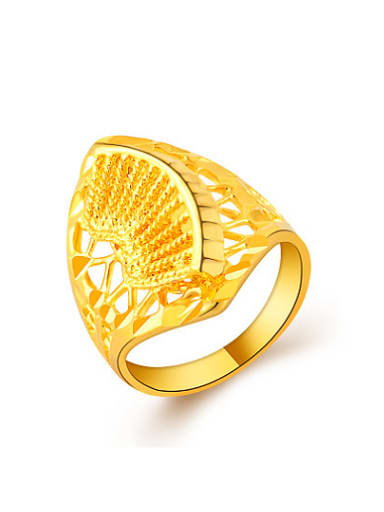 All-match 24K Gold Plated Fan Shaped Copper Ring