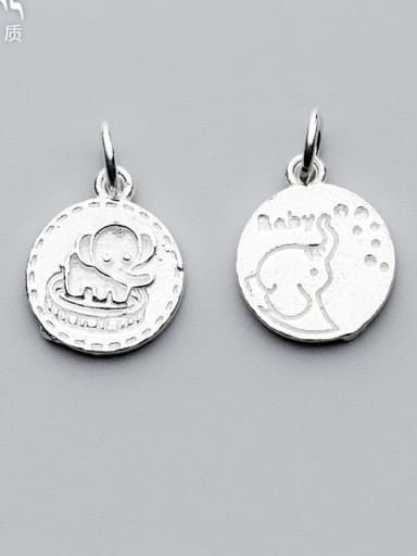 925 Sterling Silver With Silver Plated Cartoon elephant Round Charms