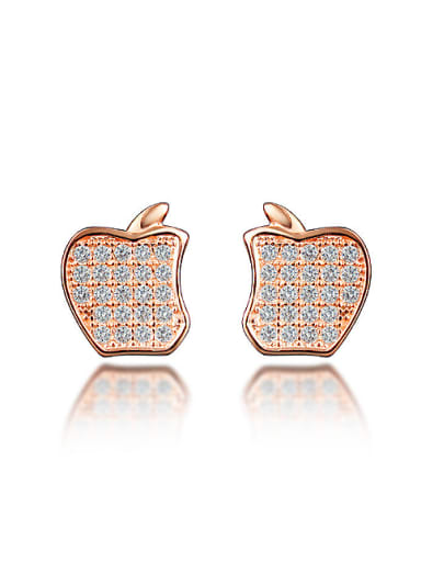 Tiny Creative Apple Shiny Zirconias 925 Sterling Silver Stud Earrings