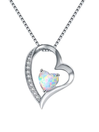 Copper inlaid Zirconia Heart Shaped opal necklace