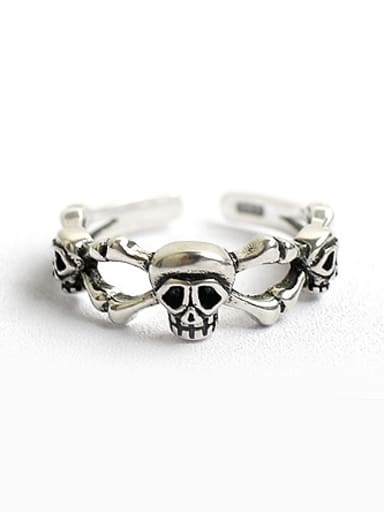 Personalized Little Skulls Silver Opening Ring
