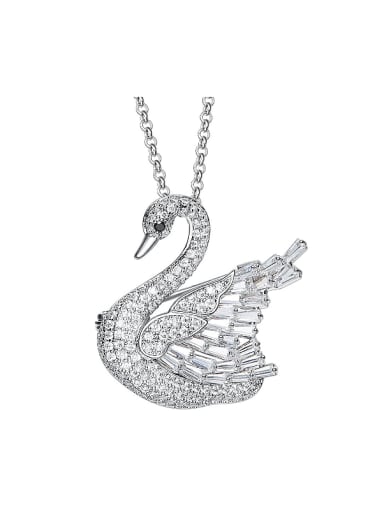 Elegant White Zircon Platinum Plated Swan Sweater Chain