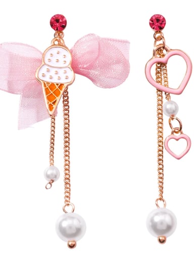 Alloy With Rose Gold Plated Cute Bowknot Ice Cream Drop Earrings