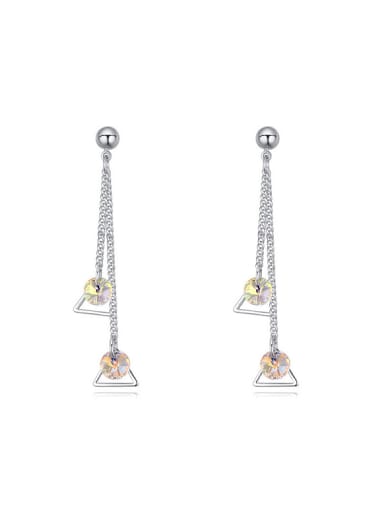 Simple Little Hollow Triangles Cubic austrian Crystals Drop Earrings