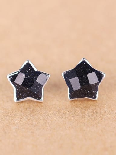 Simple Black Stone Star stud Earring