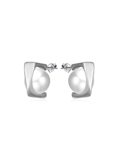 All-match Geometric Shaped Artificial Pearl Stud Earrings