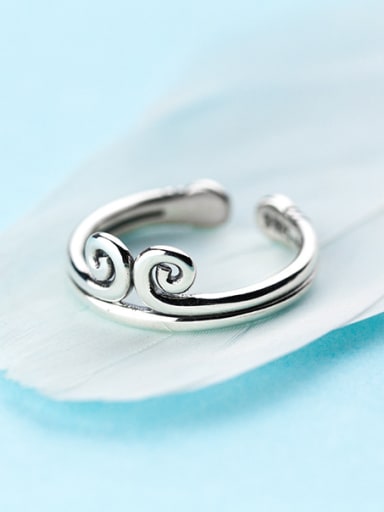 Delicate Geometric Shaped Open Design Silver Ring