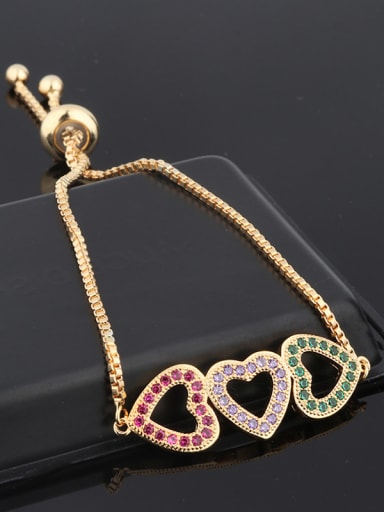 Copper With Rhinestone Fashion Heart Bracelets