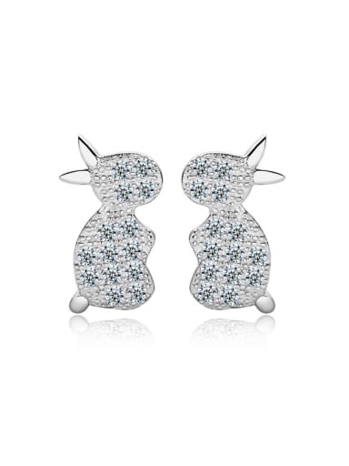 Lovely Small Rabbit Micro Pave Stud Earrings
