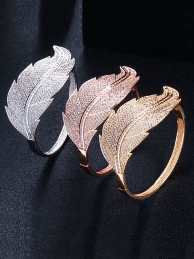 Copper WithCubic Zirconia  Simplistic Atmosphere Leaf Bangles
