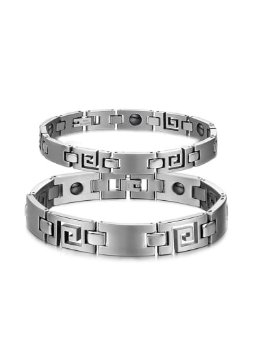 Fashion Hollow Cubic Magnets Titanium Lovers Bracelet