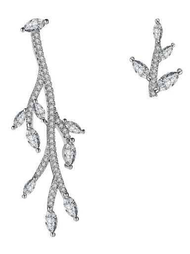 Copper With Platinum Plated Personality Tree branch Cluster Earrings